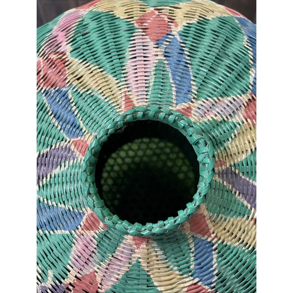 Vintage Handwoven African Coil Basket Large Tribal Wicker Vessel Boho Global